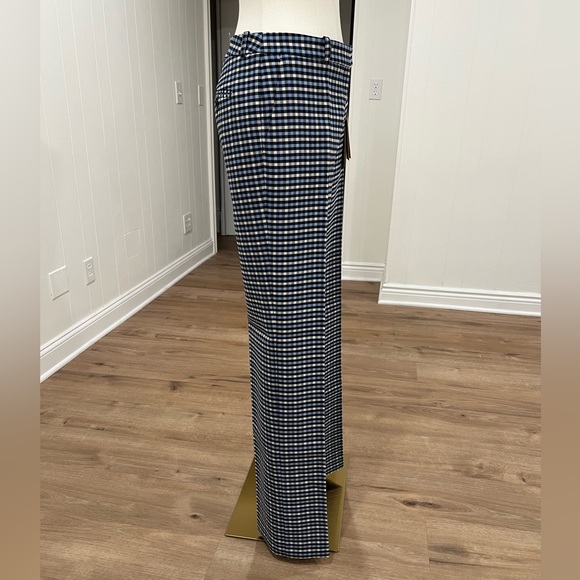 Michael Kors Collection High Waist Gingham Blue White Check Plaid Tailored Pants - Picture 6 of 16